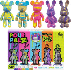 Pour Palz Mini Paint Bear Keychain Pouring Craft DIY Kit, Design Your Own Personalized Bear Keepsake