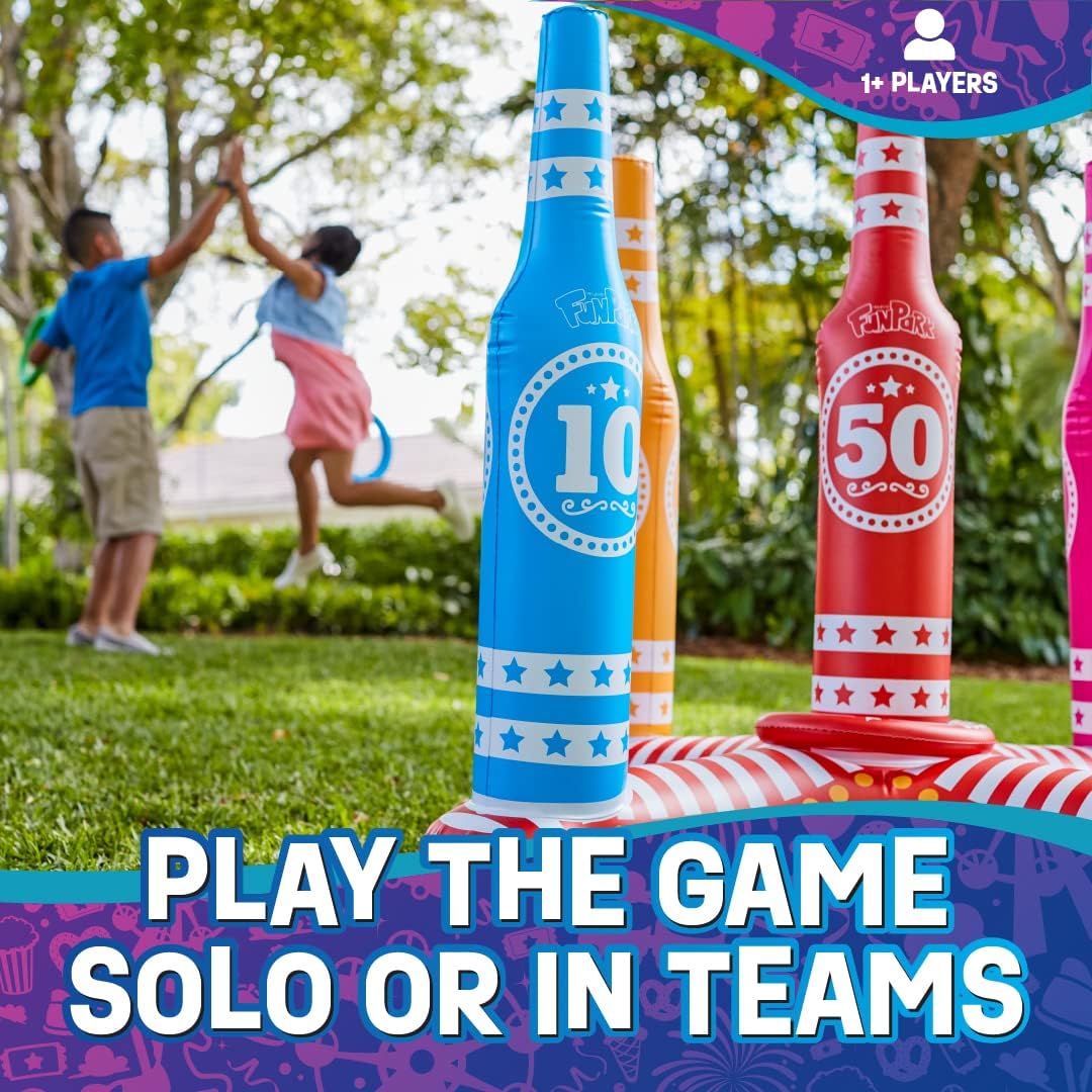 Flybar FunPark Inflatable Ring Toss Game for Kids & Family – Giant 3-Foot Outdoor Target with 5 Colorful Rings, Easy Setup – Portable Backyard Activity for Boys & Girls, Ages 6+