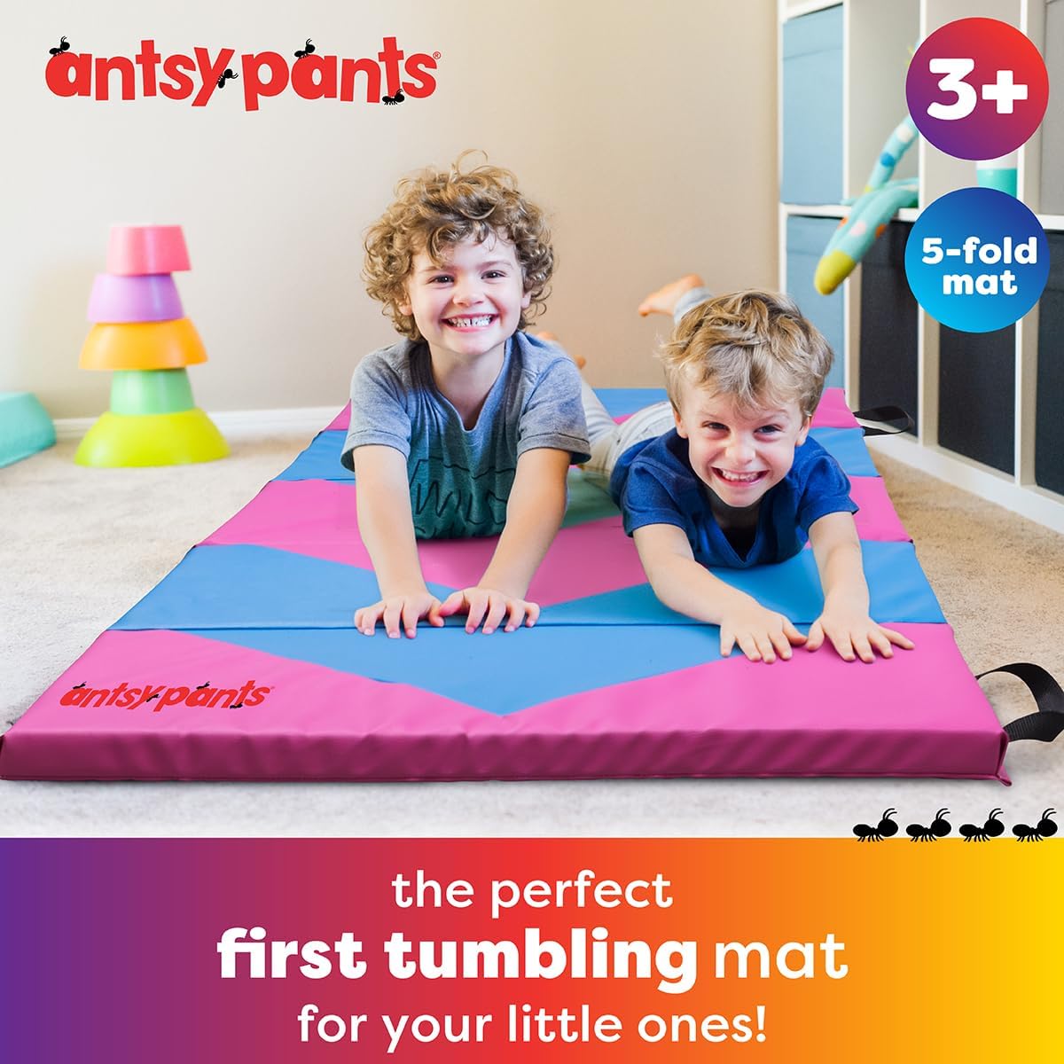 Antsy Pants Tumbling Mat for Kids - 5-Fold Gymnastics Mat, Easy to Clean, Sturdy, Foldable Tumbling Mats