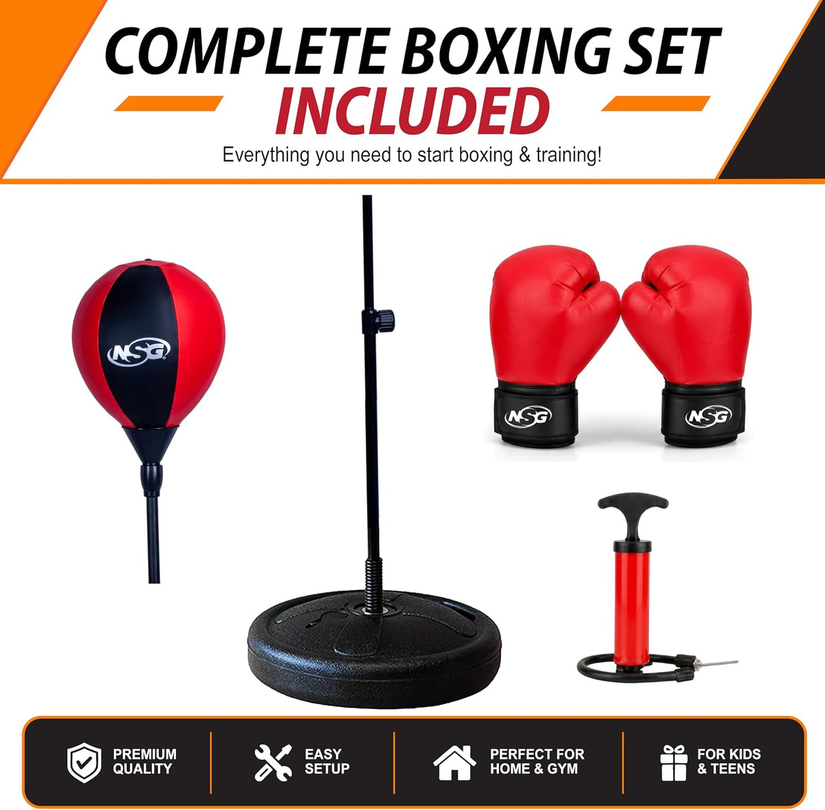 Kids Punching Bag & Boxing Gloves Set, Adjustable Freestanding Bag, Ages 4+