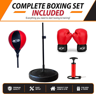 Kids Punching Bag & Boxing Gloves Set, Adjustable Freestanding Bag, Ages 4+