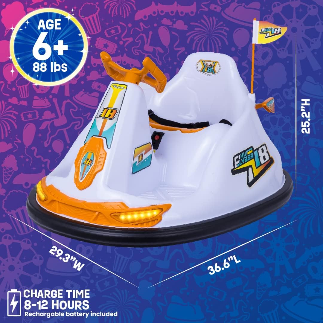 FunPark 12V Bumper Car for Kids, White