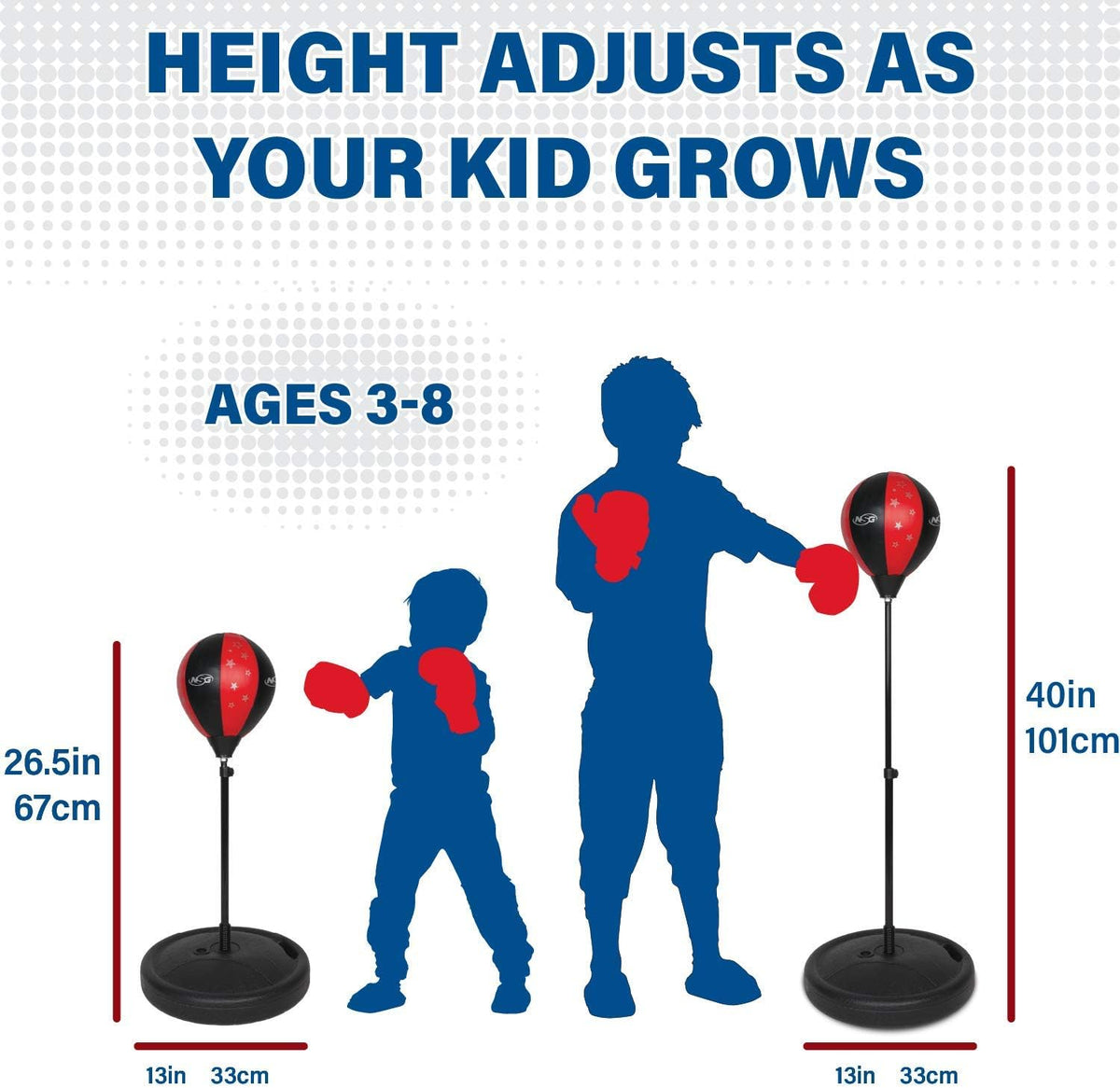 Kids Punching Bag & Boxing Gloves Set, Adjustable Freestanding Bag, Ages 4+