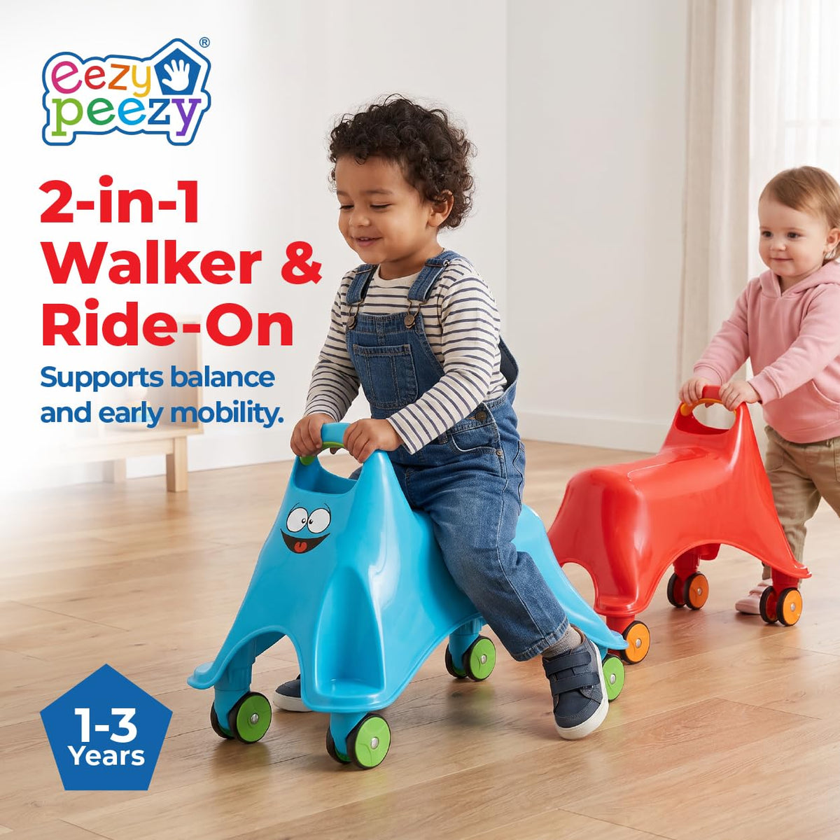 Eezy Peezy Googly Whirlee Baby Walker Ride-On Toy, Ages 1-3, 8 Pack