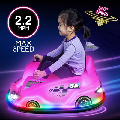 12V Glow Bumper Car Ride On Toy - Multi-Color LED Lights, Age 4-9yrs