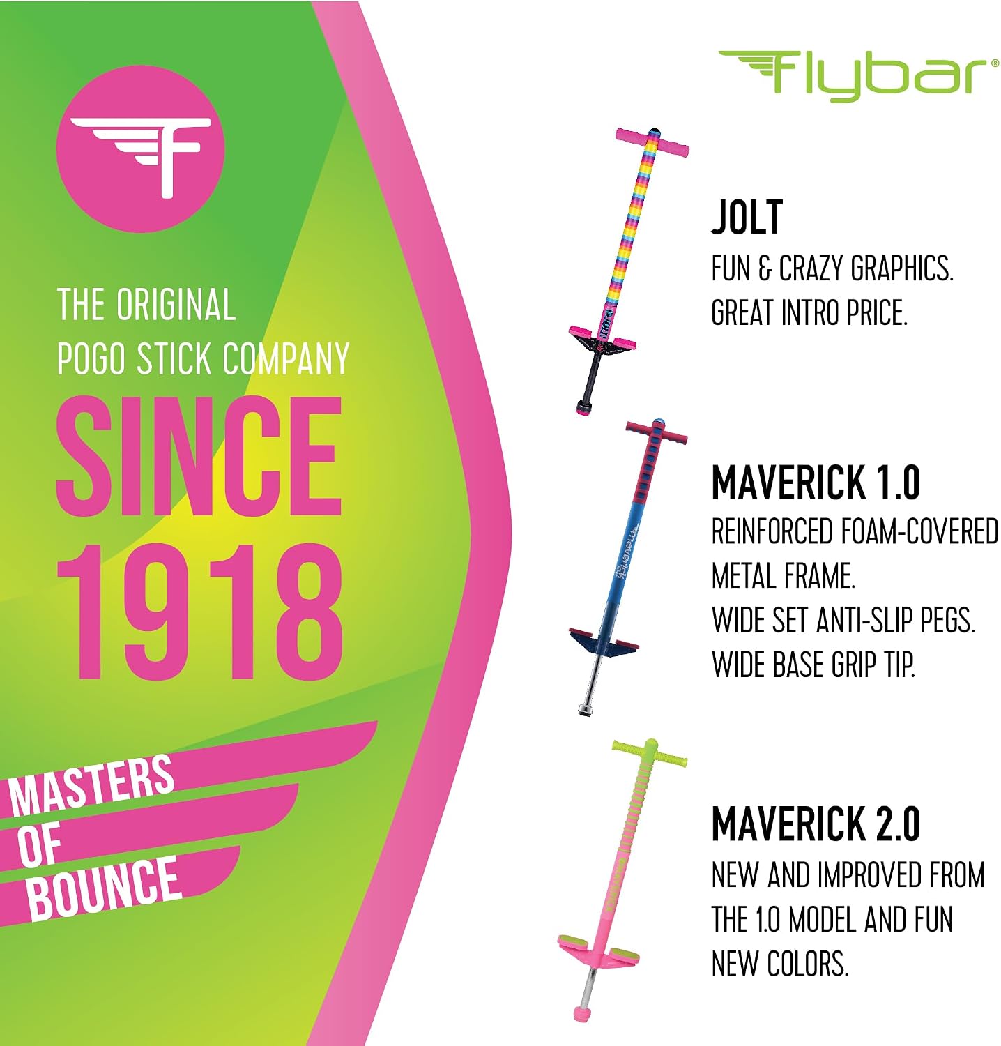 Original Foam Maverick Pogo Stick, Kids Ages 5+, 40-80lbs