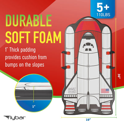 Flybar Kids 36” Foam Snow Sled with Slick Bottom & PE Core Build, Holds Up To 110 Lbs