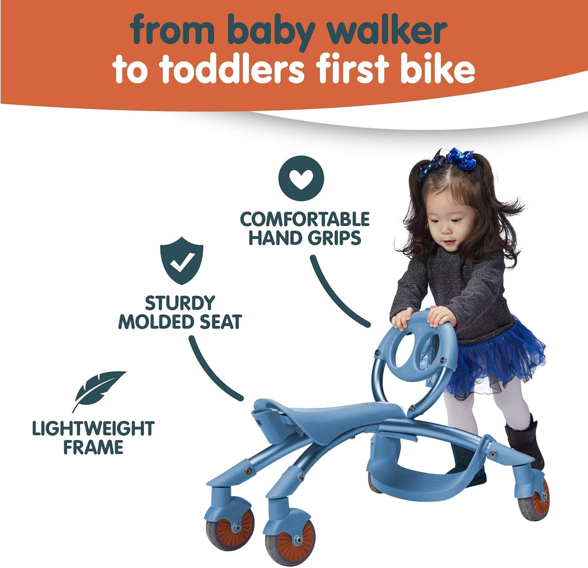 Pewi Stroll Walking Ride-On Toy with Push Handle, Indoor & Outdoor