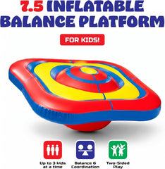 Playland 7.5 FT Inflatable Balance Platform for Kids – Bullseye Wobble Bounce Pad