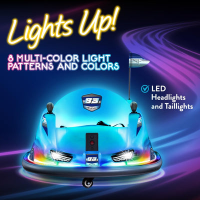 12V Glow Bumper Car Ride On Toy - Multi-Color LED Lights, Age 4-9yrs