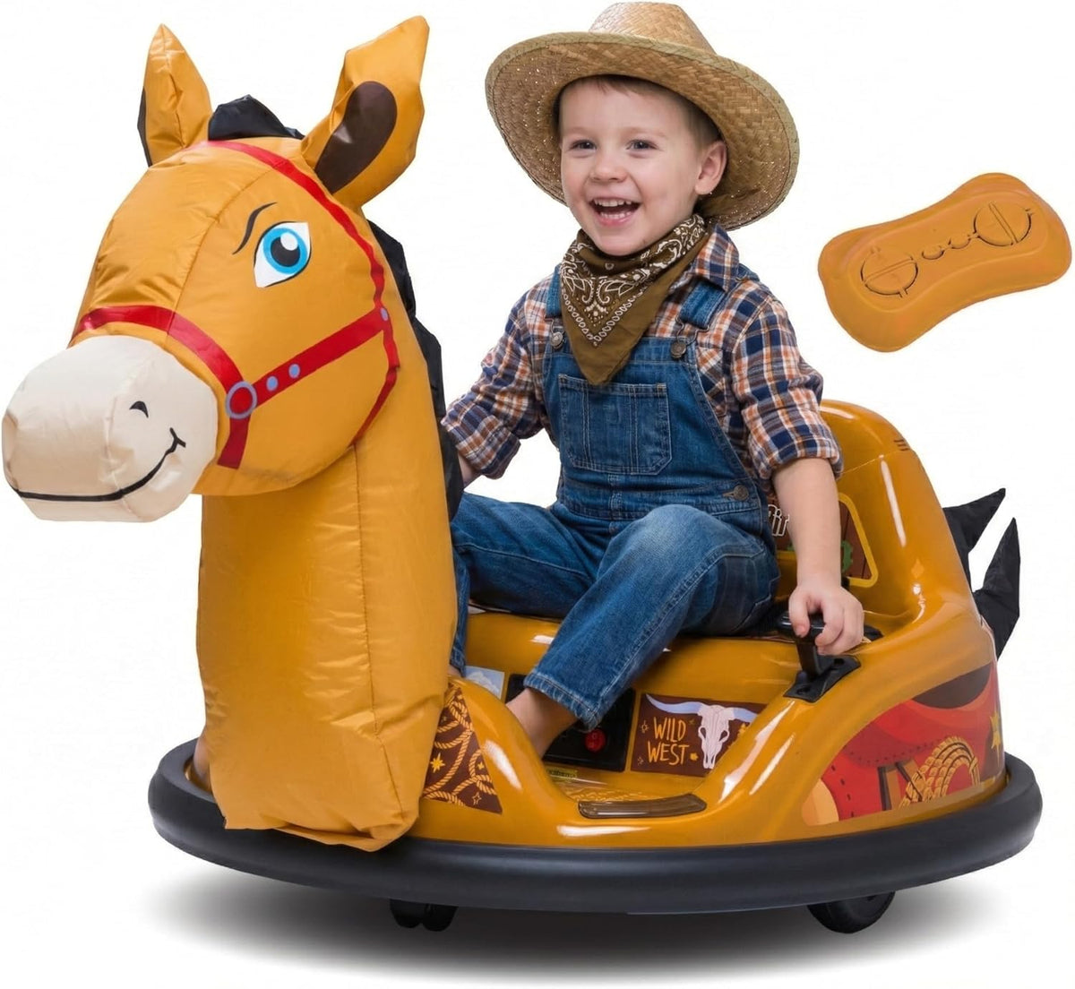 ImaginAir 6V Bumper Car with Auto-Inflated Brown Horse