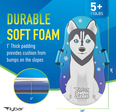 Flybar Kids 36” Foam Snow Sled with Slick Bottom & PE Core Build, Holds Up To 110 Lbs