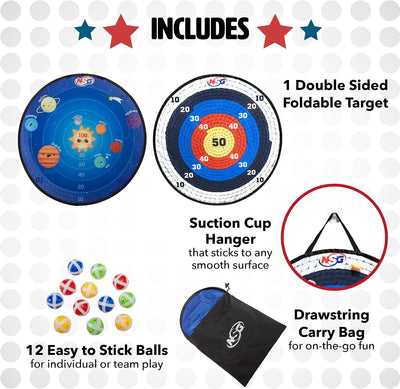 Target Toss 30" Double-Sided Dart Board, 12 Sticky Balls & Carry Bag