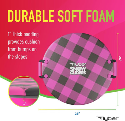 Flybar 26" Foam Saucer Snow Sled, Ages 5+, 110lb Capacity