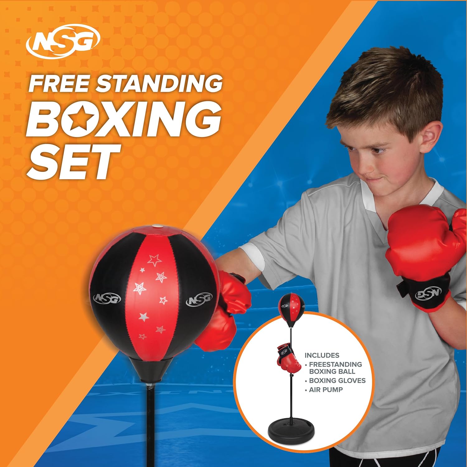NSG Kids Freestanding Adjustable Height Boxing Set