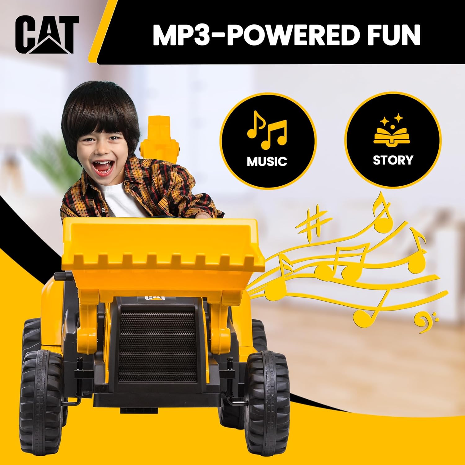 12V CAT Backhoe Loader Ride On Toy