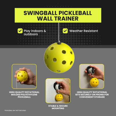 Swingball Pickleball Trainer, Wall-Mount Rebounder, Tethered Ball, Ages 6+