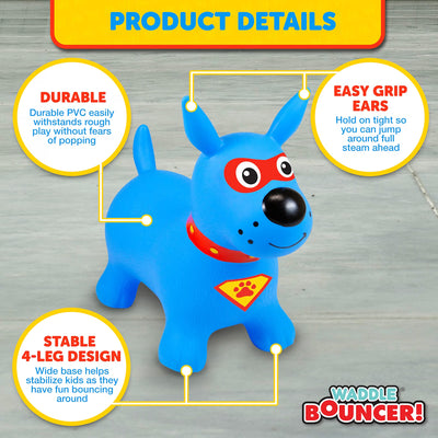 Waddle Bouncy Animal Hopper, Inflatable Riding Toy, Ages 2+