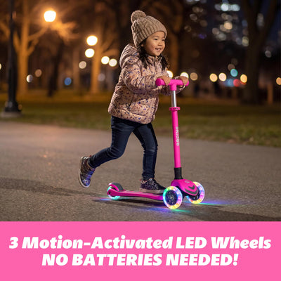 SKIDEE Kids 3-Wheel Scooter, Foldable, Adjustable Height, LED Wheels