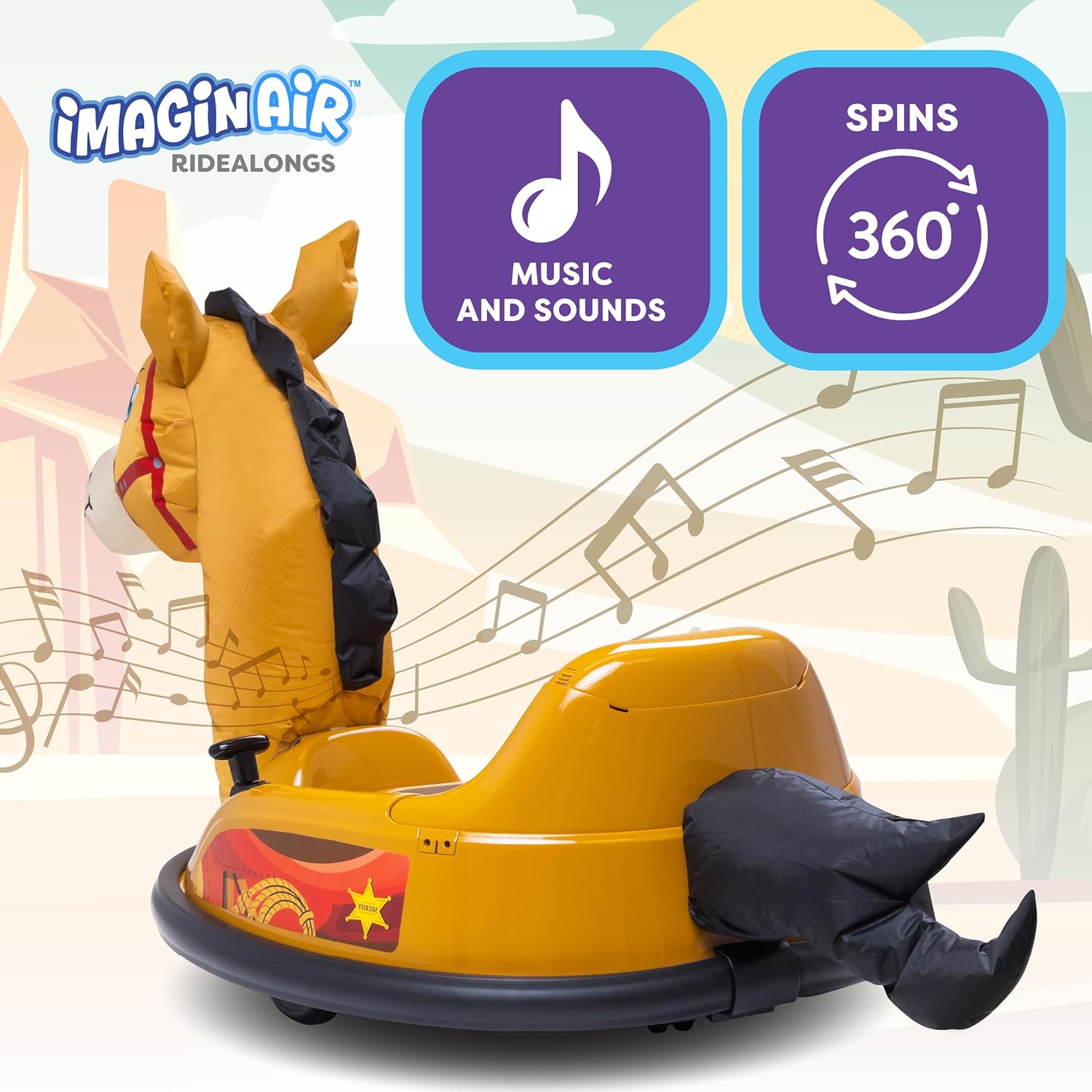 ImaginAir 6V Bumper Car with Auto-Inflated Brown Horse