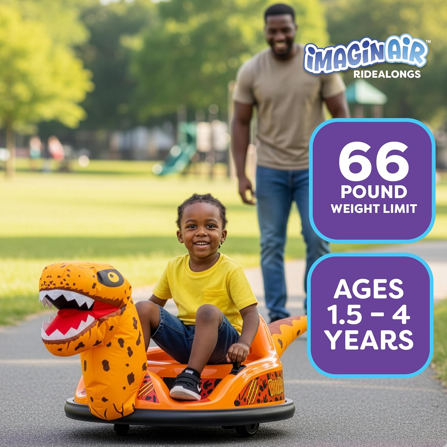 ImaginAir 6V Bumper Car with Auto-Inflated Orange Raptor