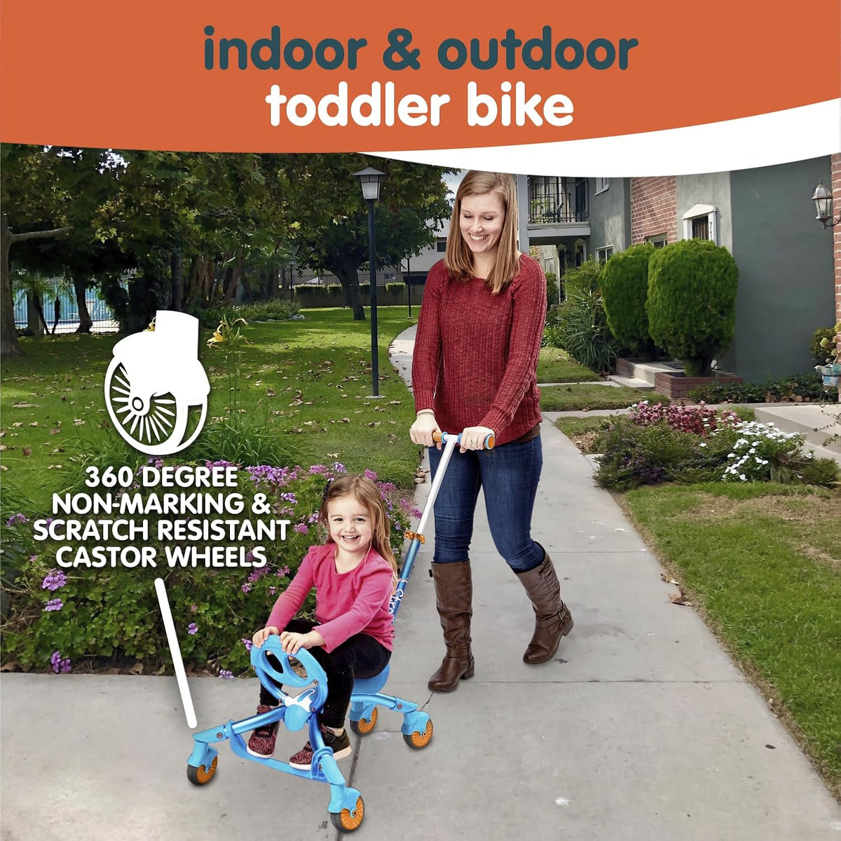 Pewi Stroll Walking Ride-On Toy with Push Handle, Indoor & Outdoor