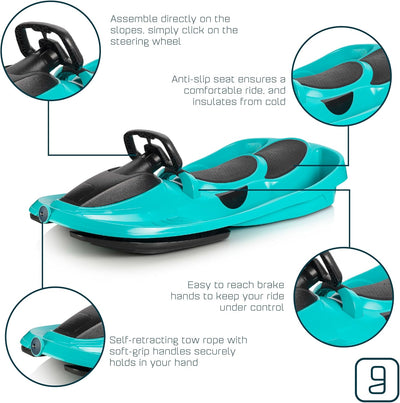 Gizmo Riders Snow Sled for Kids & Adults, Durable Plastic Sled, Lightweight, Age 3+