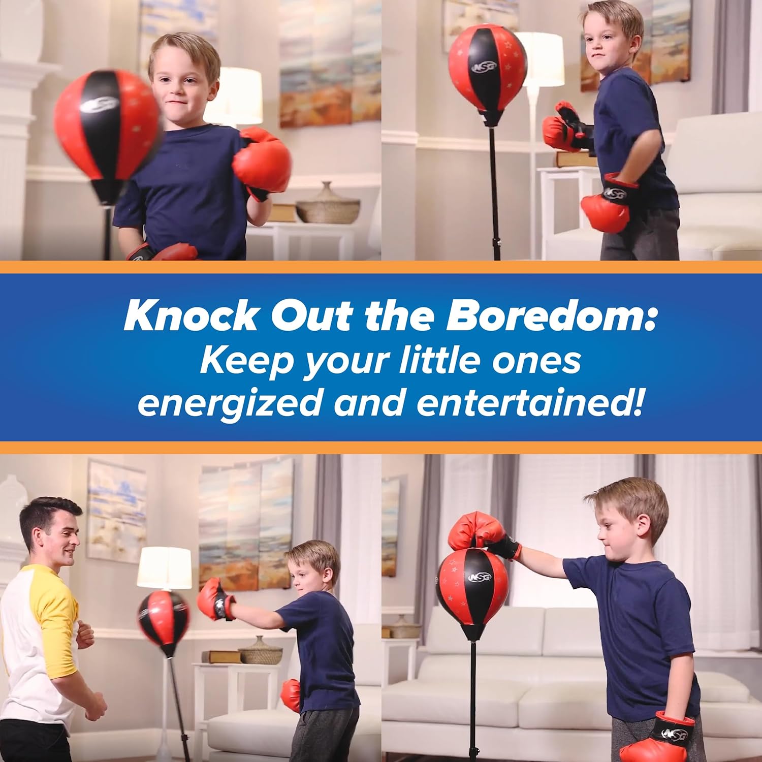 NSG Kids Freestanding Adjustable Height Boxing Set