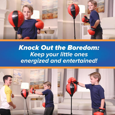 Kids Punching Bag & Boxing Gloves Set, Adjustable Freestanding Bag, Ages 4+