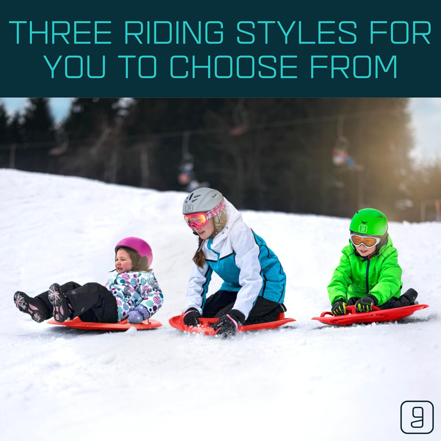 Gizmo Riders Supernova - Sleds for Kids, New Age Disc Sled with Integrated Lean Back Brake with Raised Safety Handles for Maximum Steering Control, Snow Sled, Holds 200lbs, Ages 3+