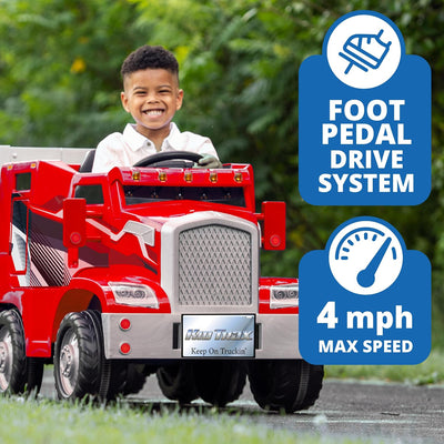 Kid Trax 12V Semi Truck Ride On Toys w/Detachable Cargo Trailer