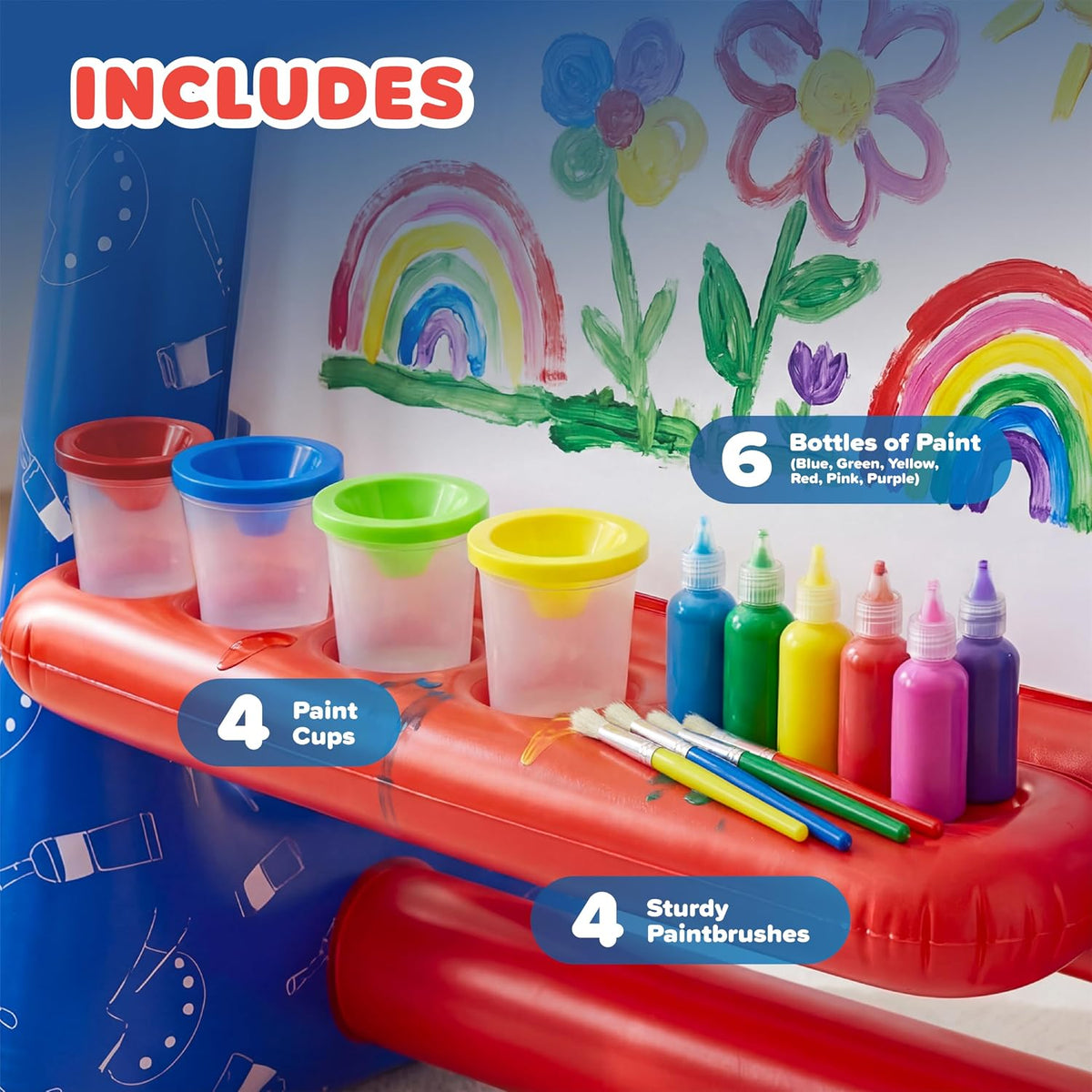 Inflatable Art Easel for Kids Ages 3+, Washable Paint Set