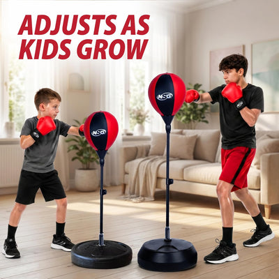 Kids Punching Bag & Boxing Gloves Set, Adjustable Freestanding Bag, Ages 4+