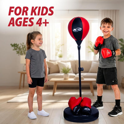 Kids Punching Bag & Boxing Gloves Set, Adjustable Freestanding Bag, Ages 4+
