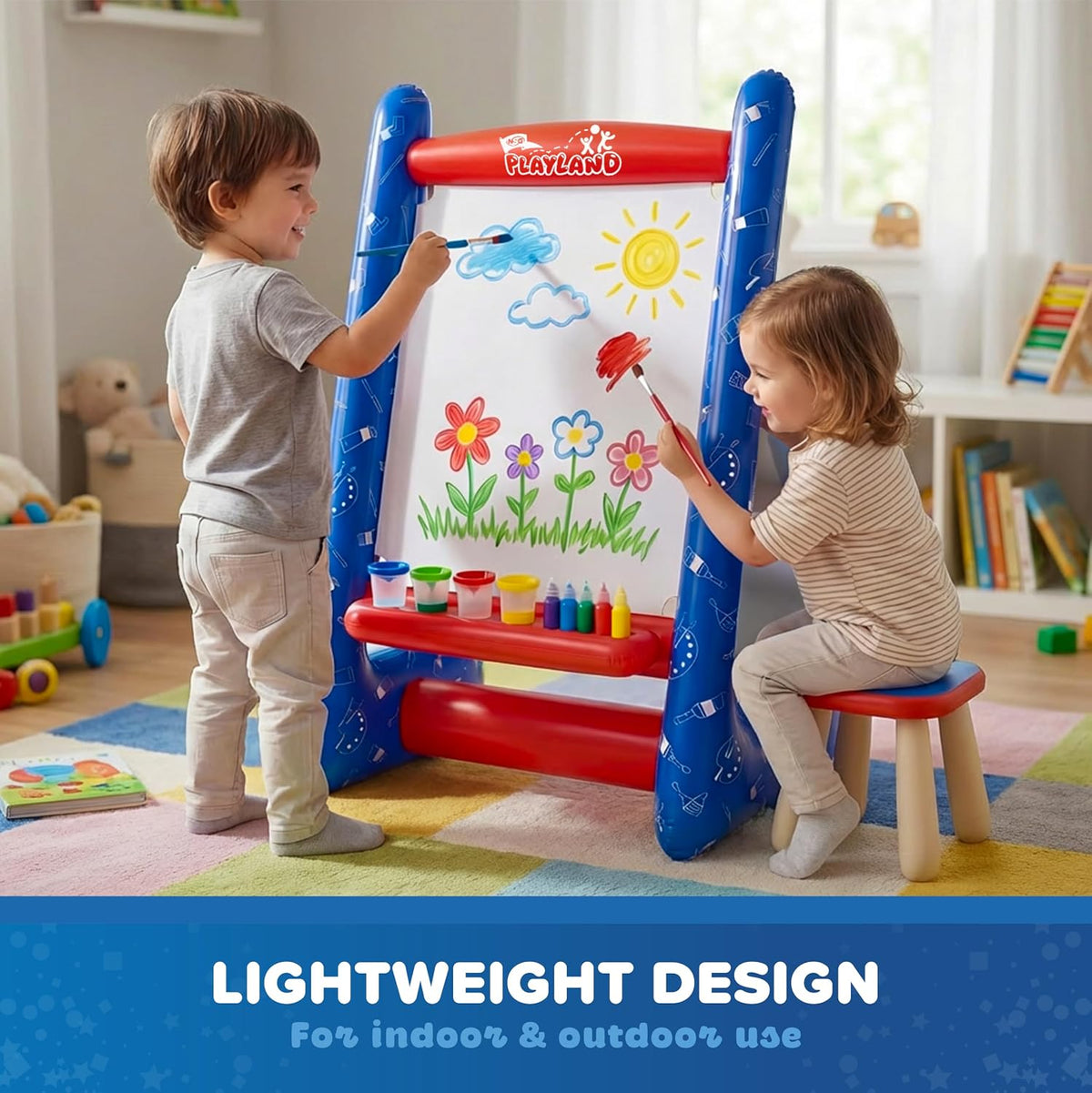 Inflatable Art Easel for Kids Ages 3+, Washable Paint Set