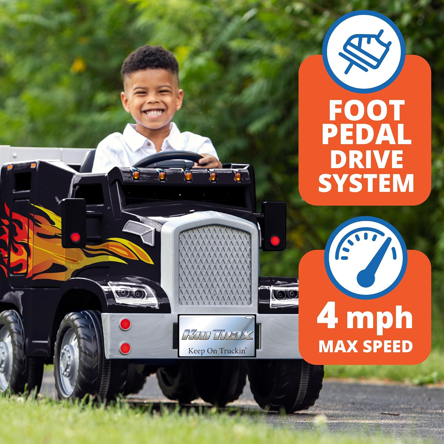 Kid Trax 12V Semi Truck Ride On Toys w/Detachable Cargo Trailer