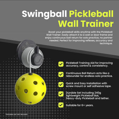 Swingball Pickleball Trainer, Wall-Mount Rebounder, Tethered Ball, Ages 6+