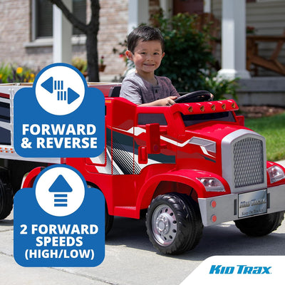 Kid Trax 12V Semi Truck Ride On Toys w/Detachable Cargo Trailer