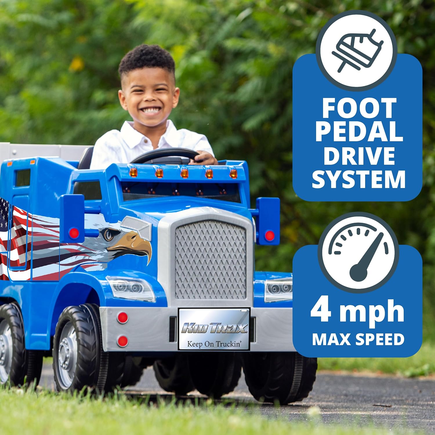 Kid Trax 12V Semi Truck Ride On Toys w/Detachable Cargo Trailer