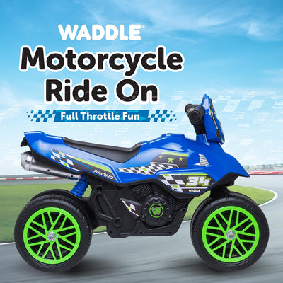 Waddle Kids Motorcycle Balance Bike, Ages 18M-3, Wide Wheels, 44lb