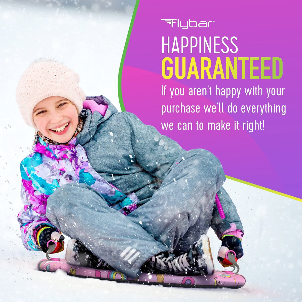 Flybar 26" Foam Saucer Snow Sled, Ages 5+, 110lb Capacity