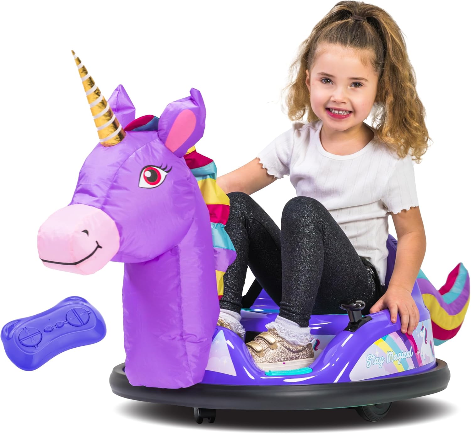 ImaginAir 6V Bumper Car with Auto-Inflated Purple Unicorn