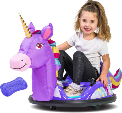 ImaginAir 6V Bumper Car with Auto-Inflated Purple Unicorn