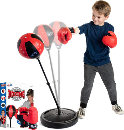 Kids Punching Bag & Boxing Gloves Set, Adjustable Freestanding Bag, Ages 4+
