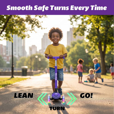 SKIDEE Kids 3-Wheel Scooter, Foldable, Adjustable Height, LED Wheels
