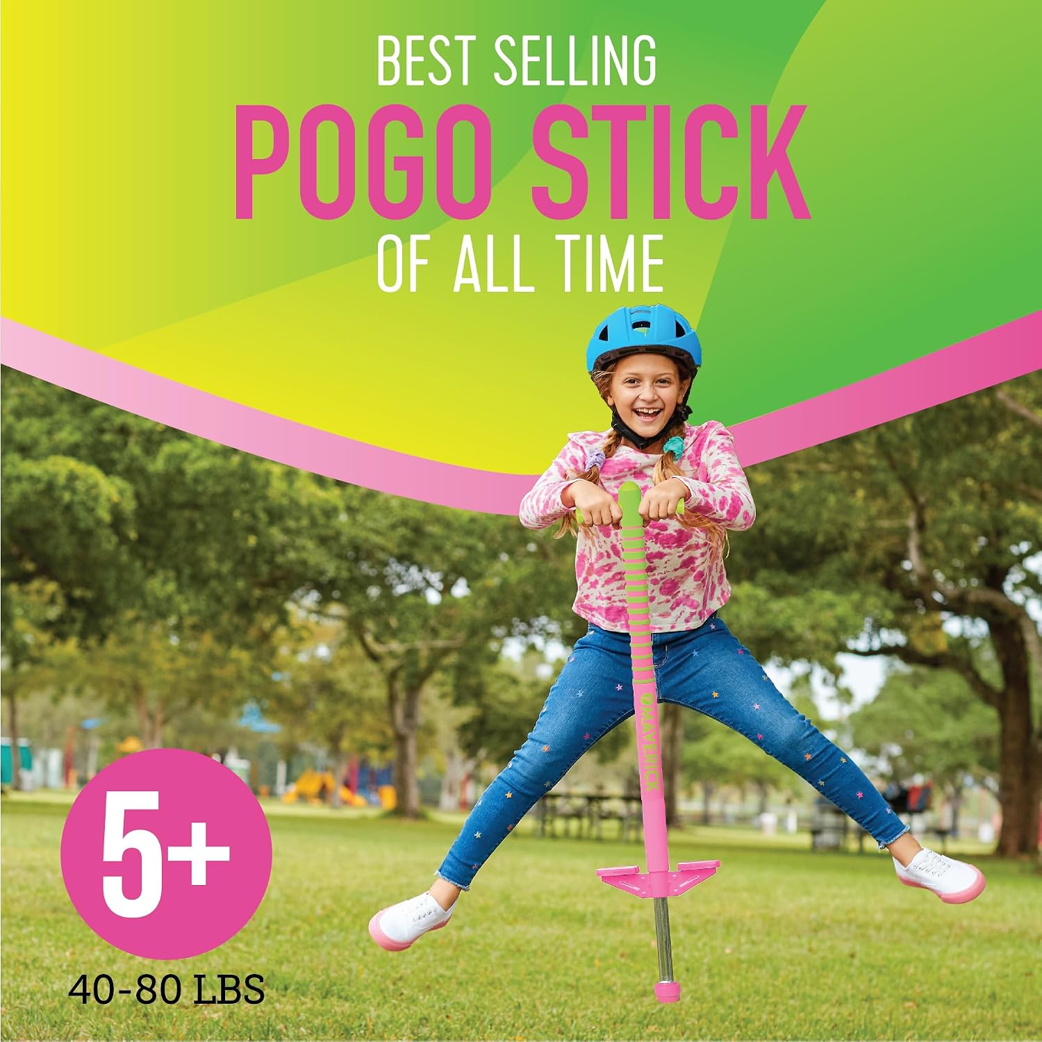 Original Foam Maverick Pogo Stick, Kids Ages 5+, 40-80lbs