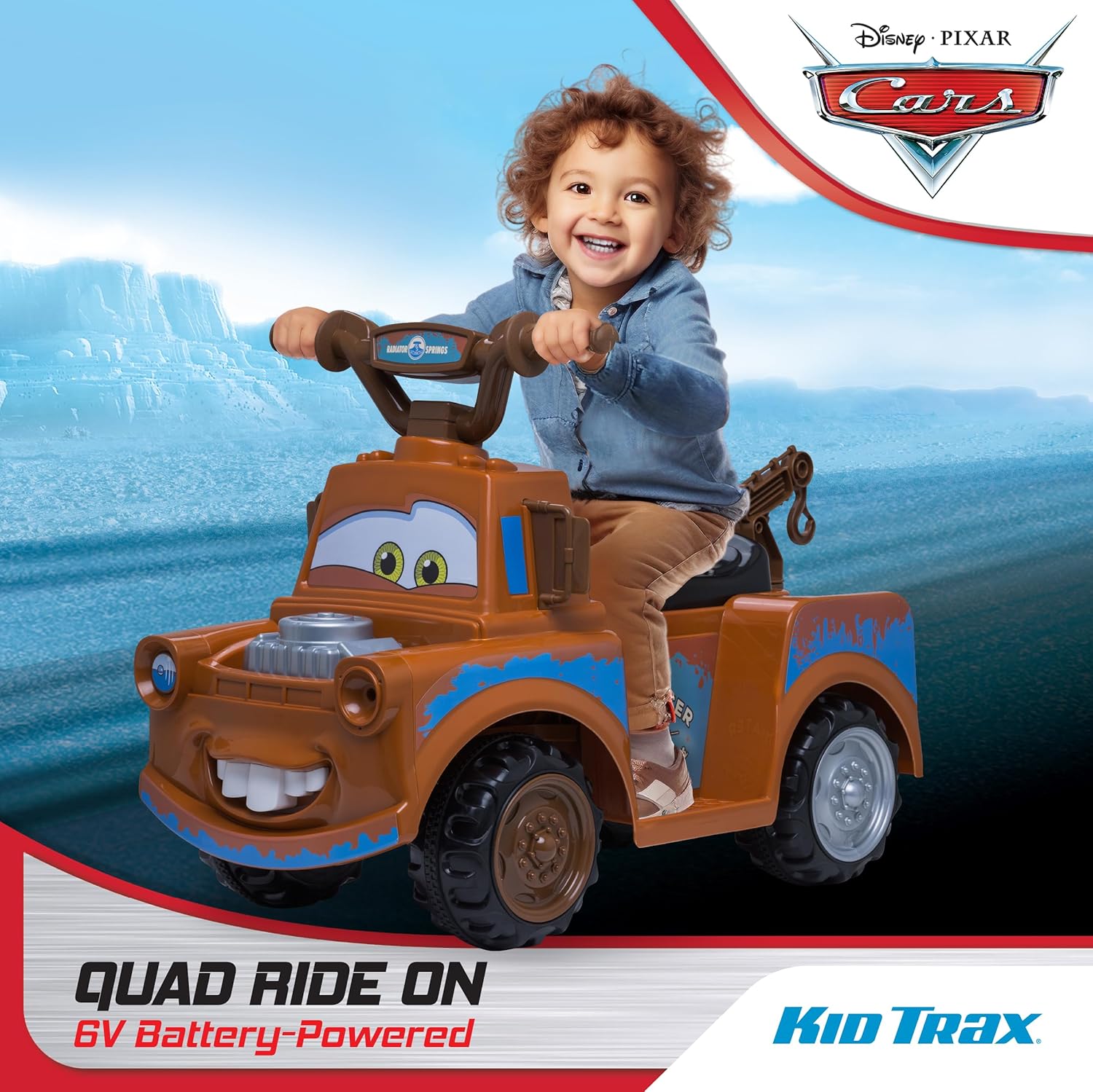 Kid Trax Toddler Disney Cars 3 Tow-Mater Electric Quad Ride-On