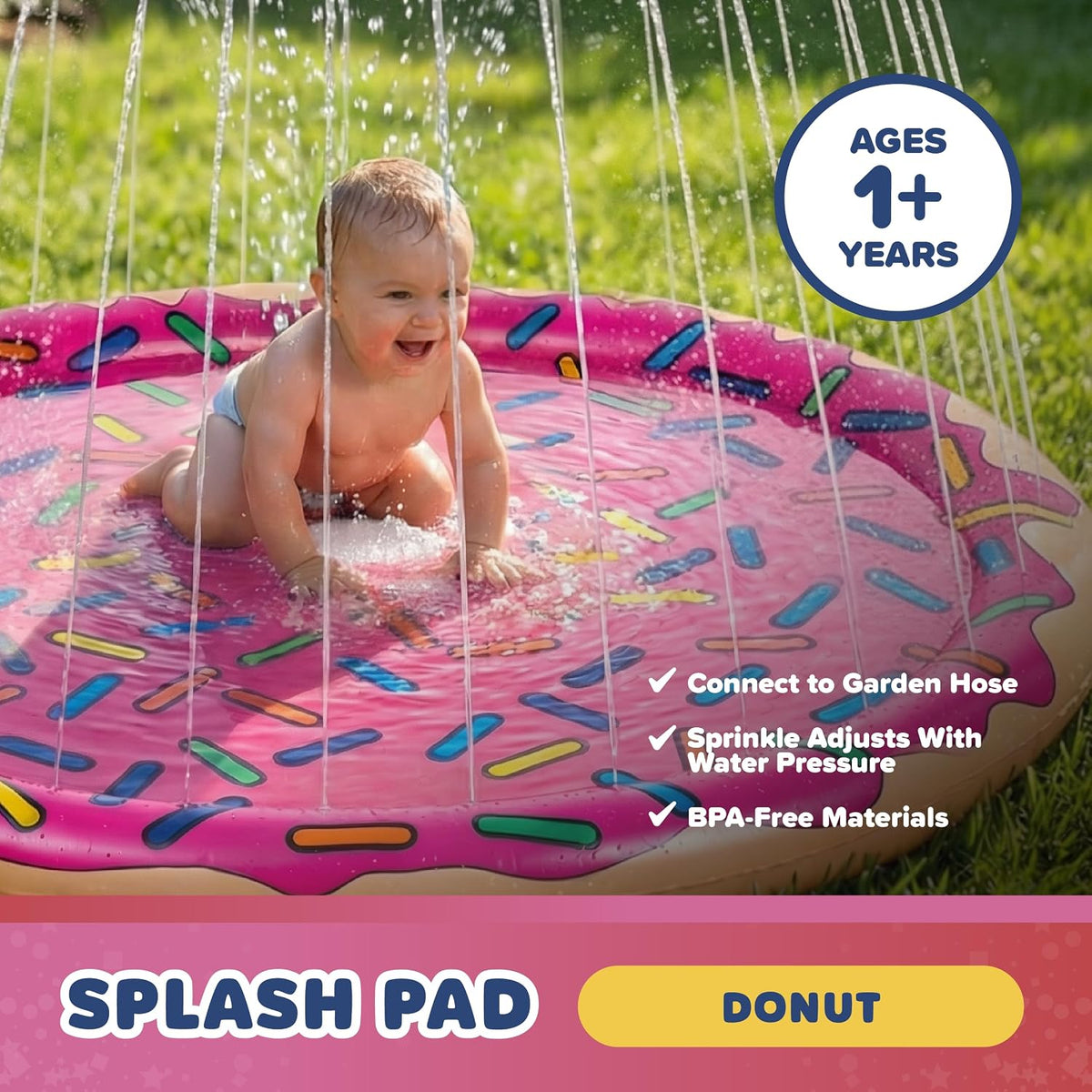 Playland Splash Pad for Kids & Dogs, Non-Slip, Ages 1-3