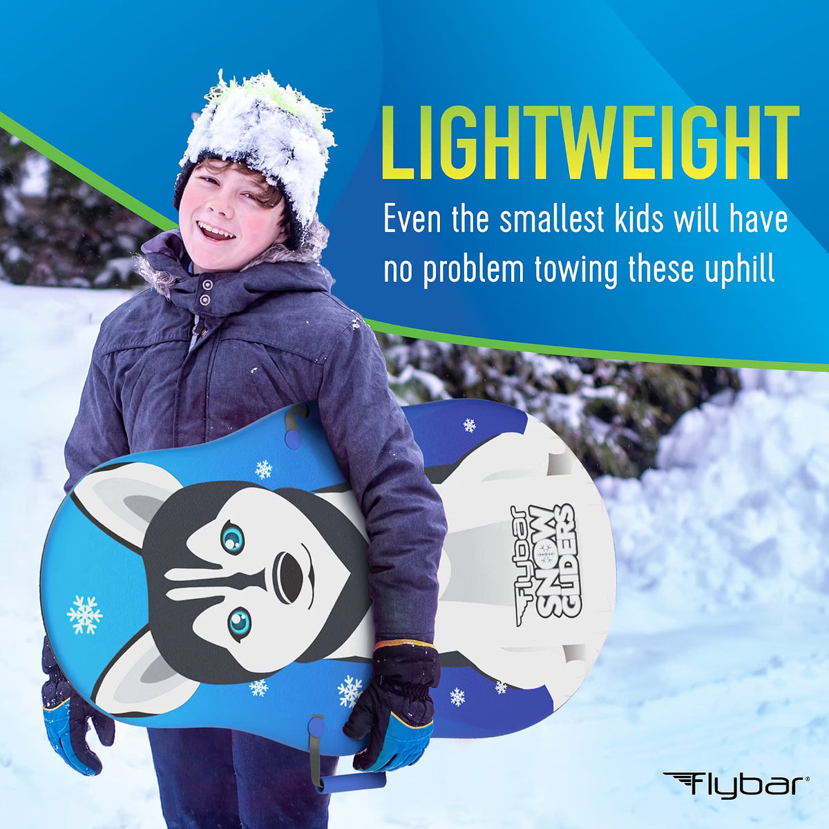 Flybar Kids 36” Foam Snow Sled with Slick Bottom & PE Core Build, Holds Up To 110 Lbs