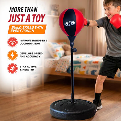 Kids Punching Bag & Boxing Gloves Set, Adjustable Freestanding Bag, Ages 4+